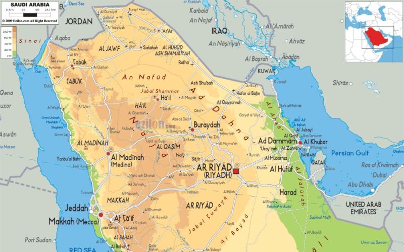 Hình ảnh bản đồ  Ả Rập Xê Út cập nhật mới nhất